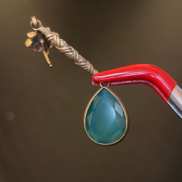 Emerald Flower Drop Earrings - Picture 3 of 5